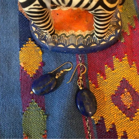 Lapis Lazuli Dangle Handmade Earrings from Jade Factory, Antigua, Guatemala - Picture 2 of 5